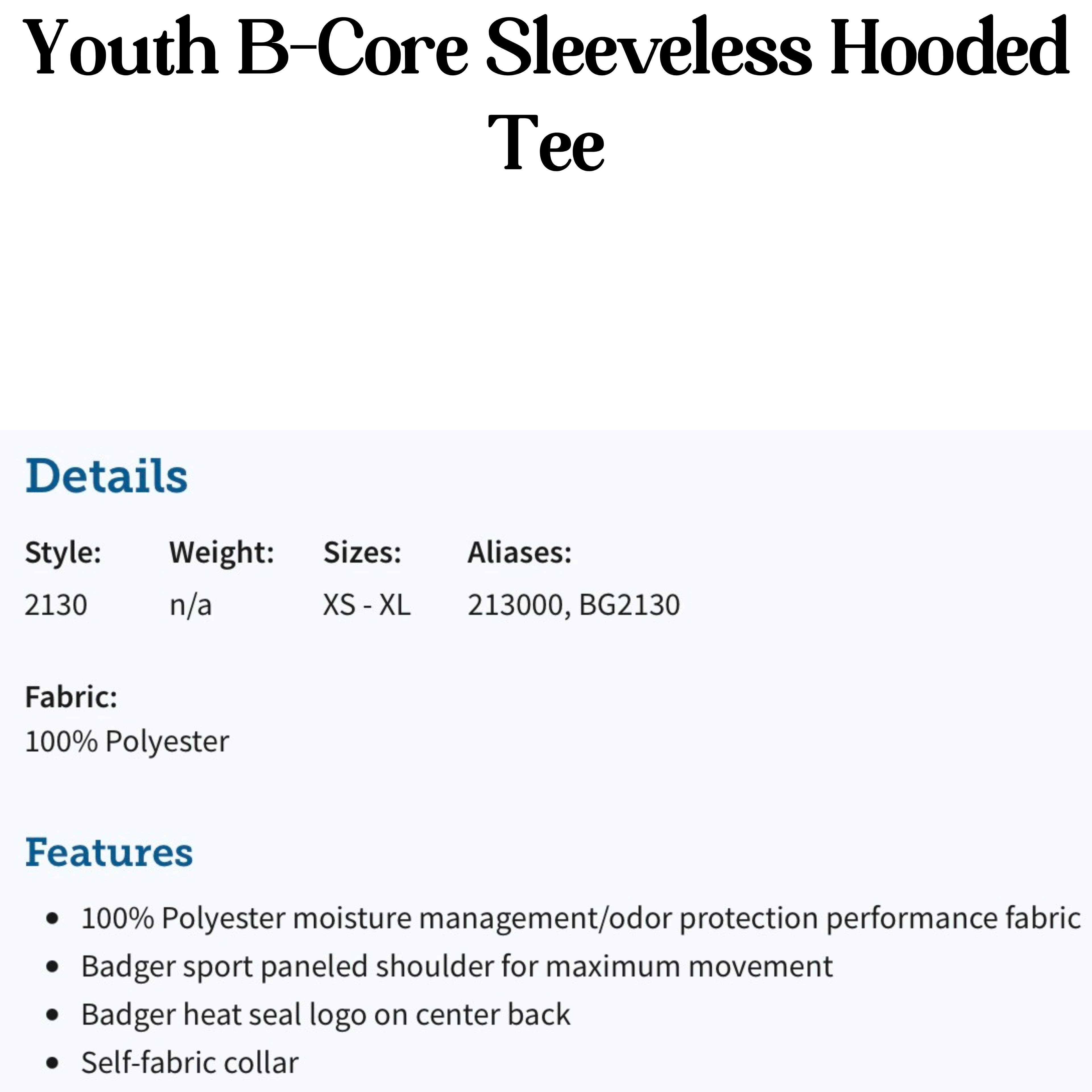 Youth B-Core Sleeveless Tee
