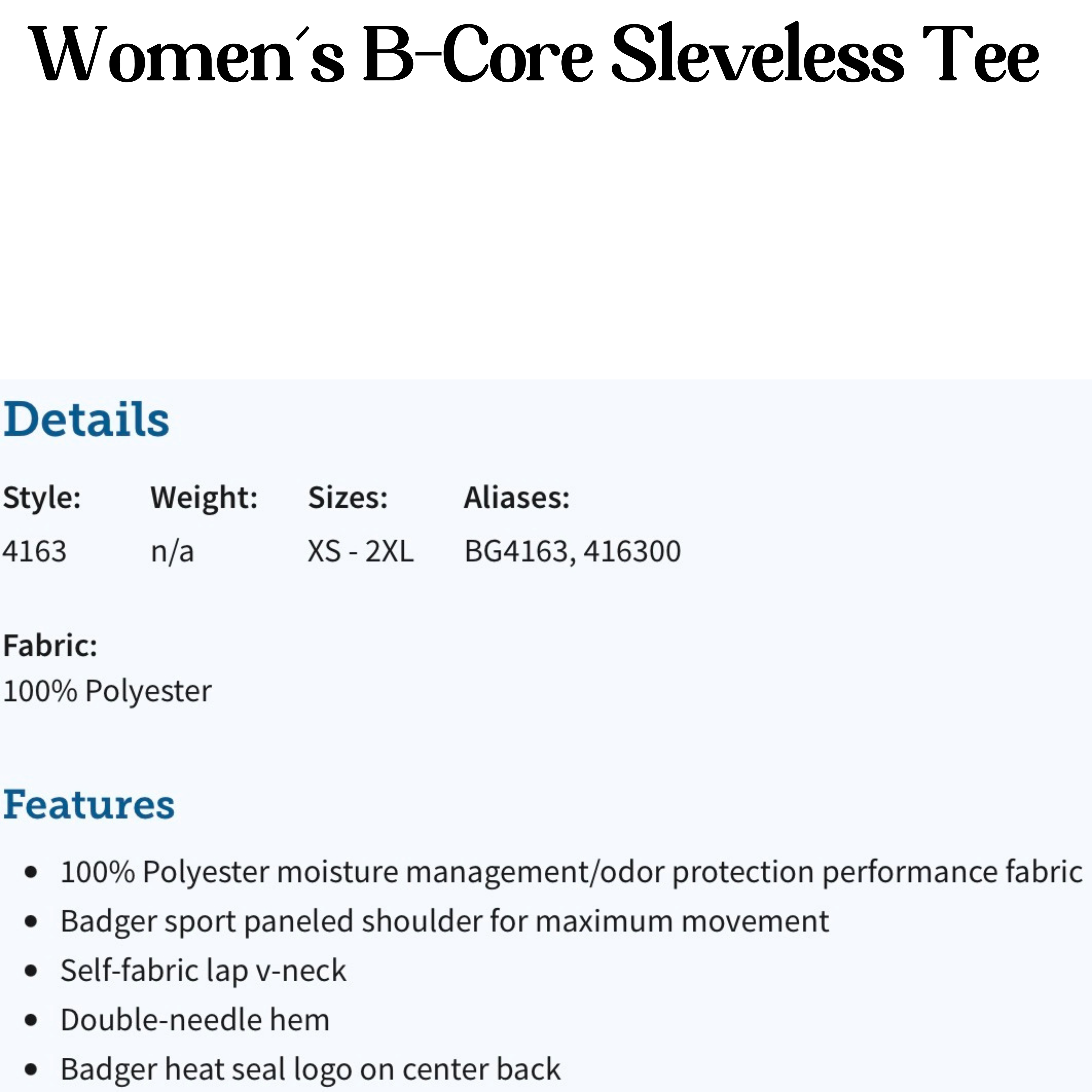 Women’s B-Core Sleeveless Tee