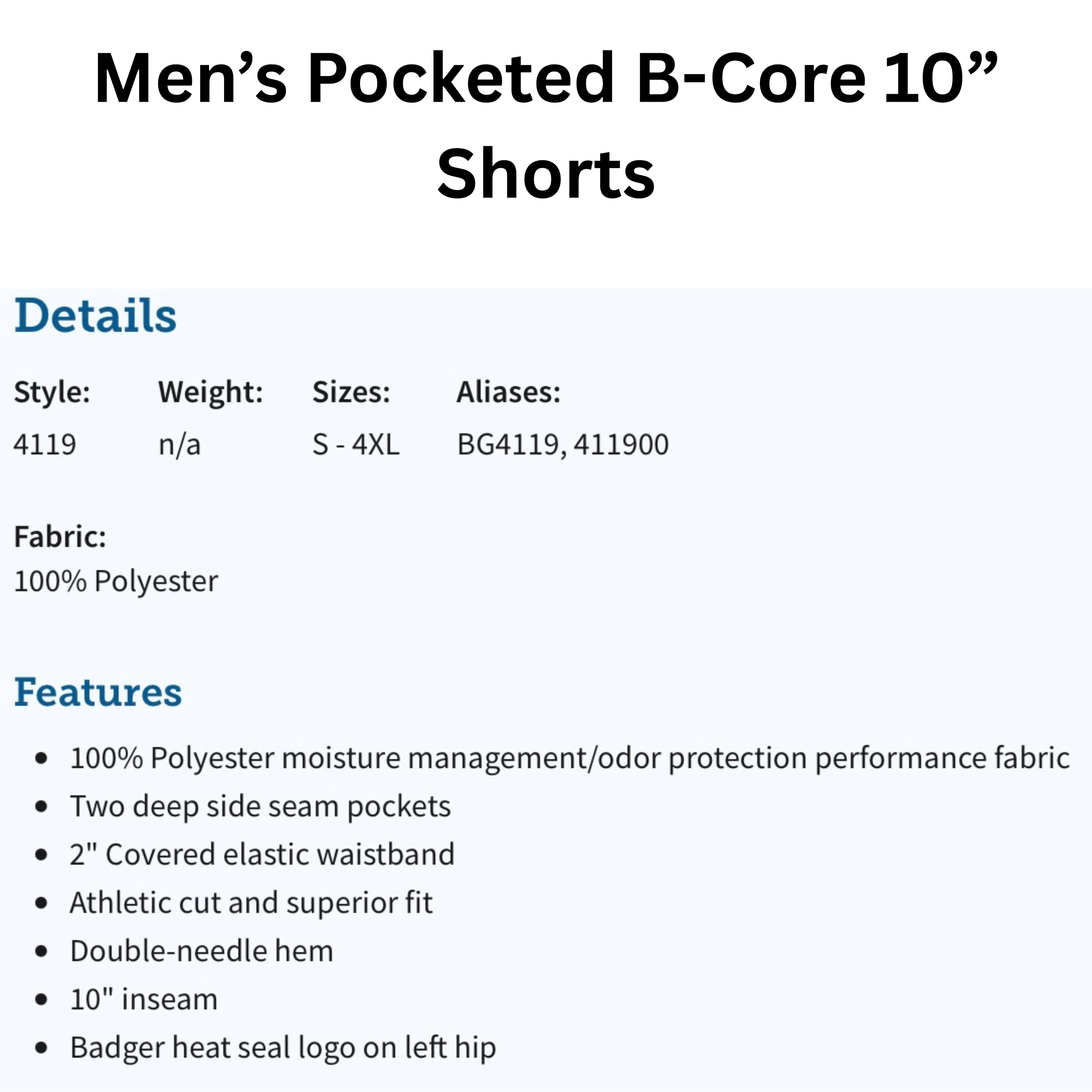 Men’s B-Core Pocketed Shorts (10”)