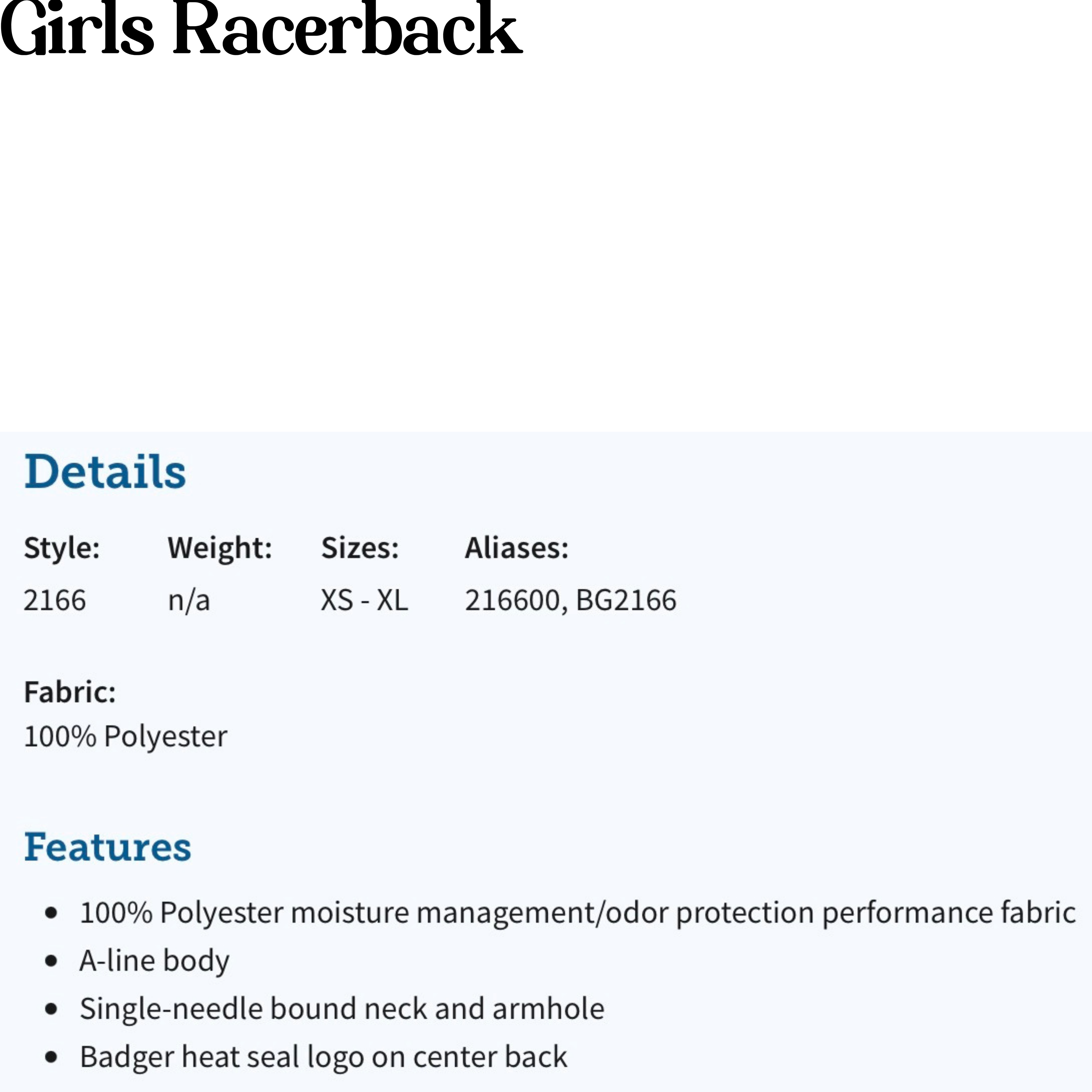 Girls Racerback