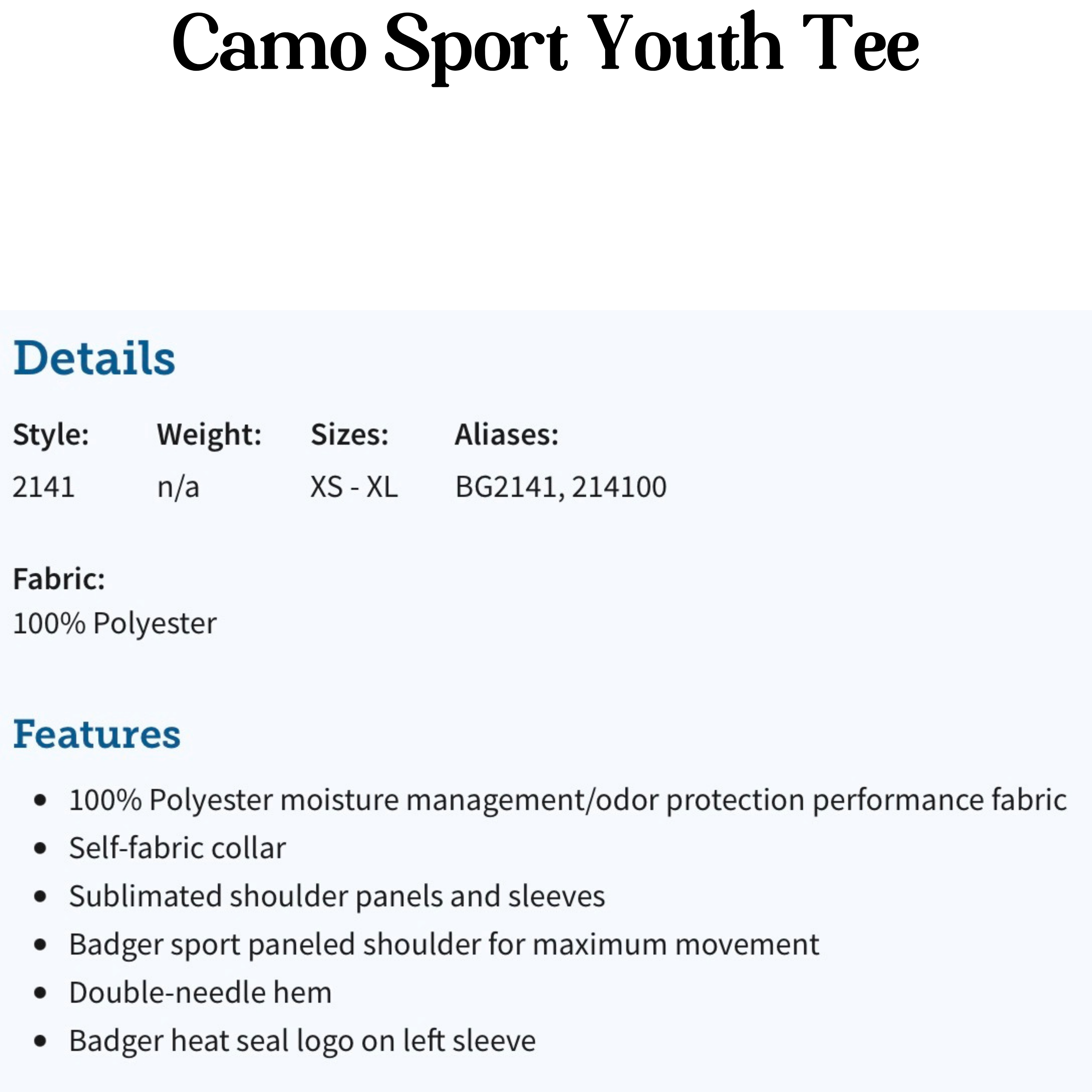 Youth Camo Tee