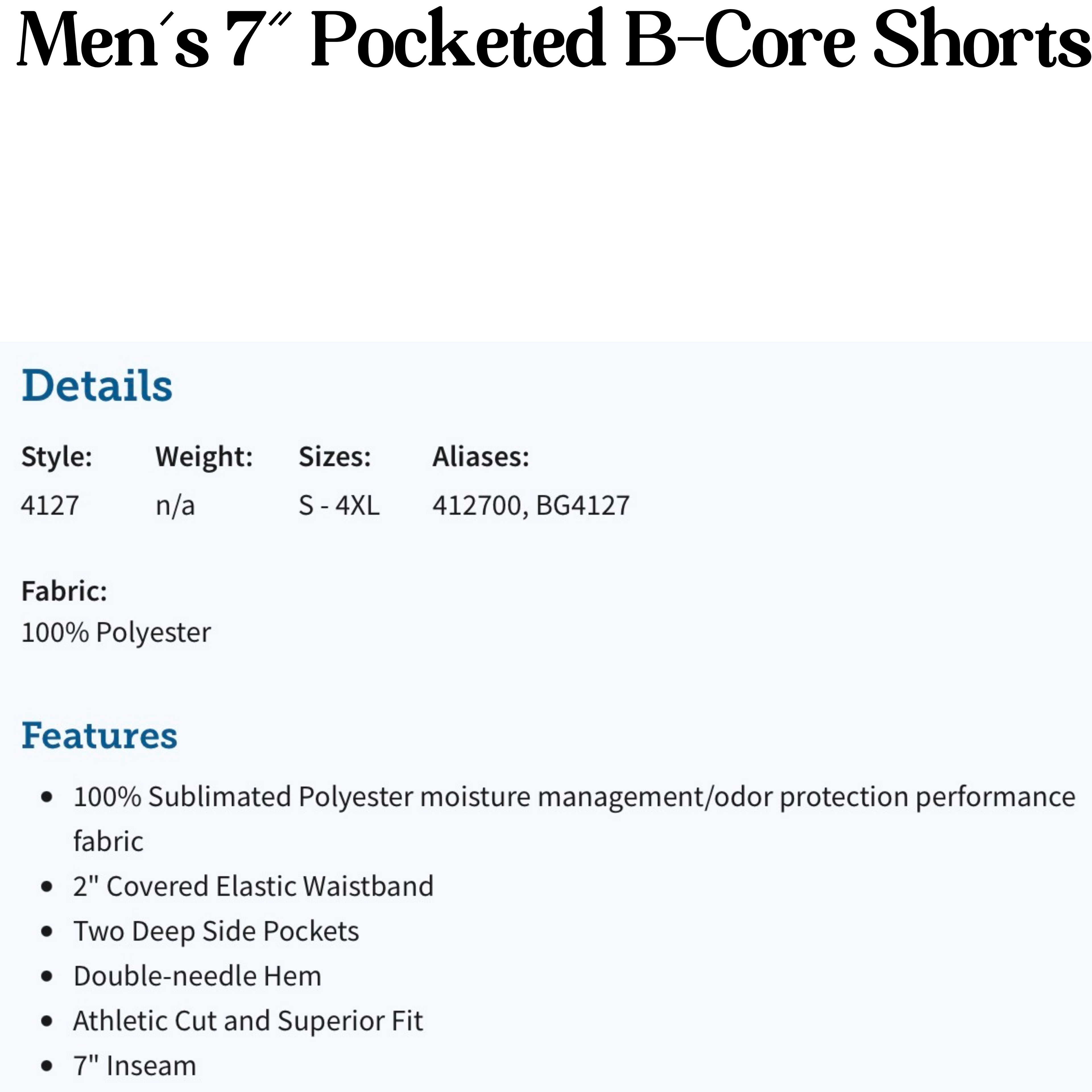 Men’s Pocketed B-Core Shorts (7”)