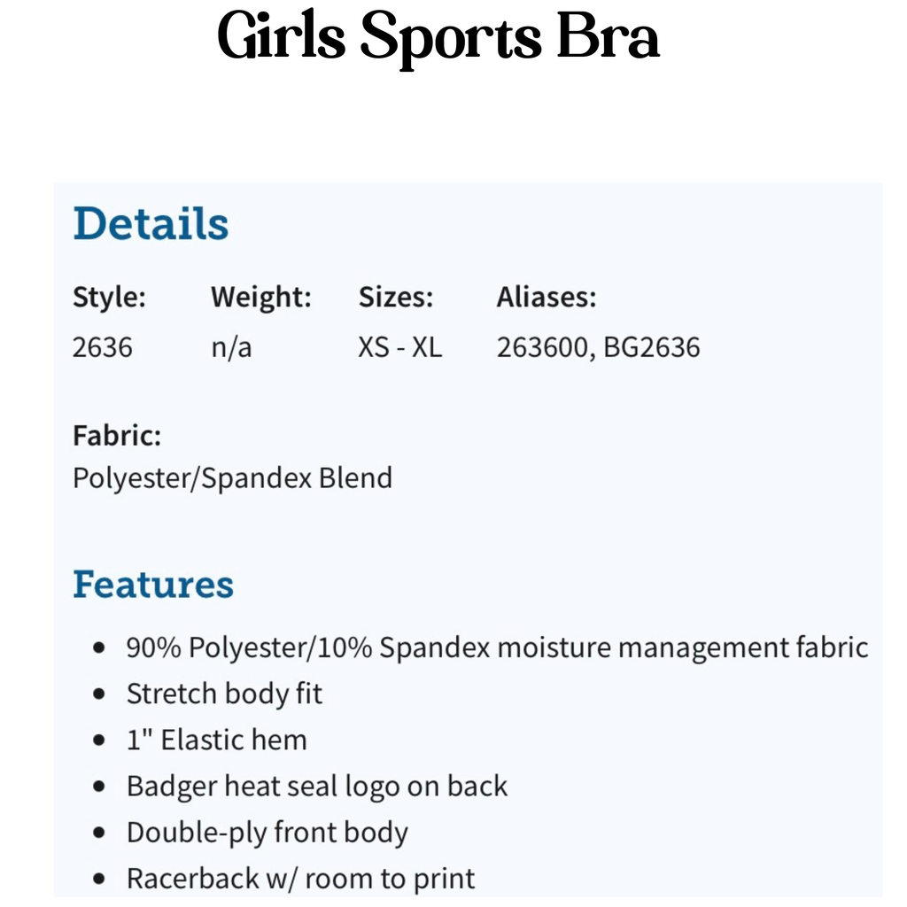Girls Sports Bra